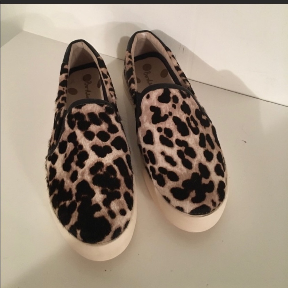 Boden calf hair slip ons